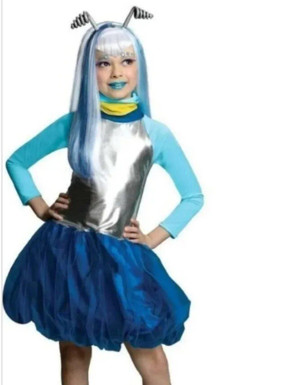 Novi Stars Una Verse Halloween Costume 4/6 Blue Bubble Dress Space Alien Girls